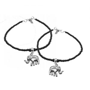 German Silver Anklet Pair_elephant
