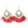Oxidized Square Mirror Tassel Earring_Red